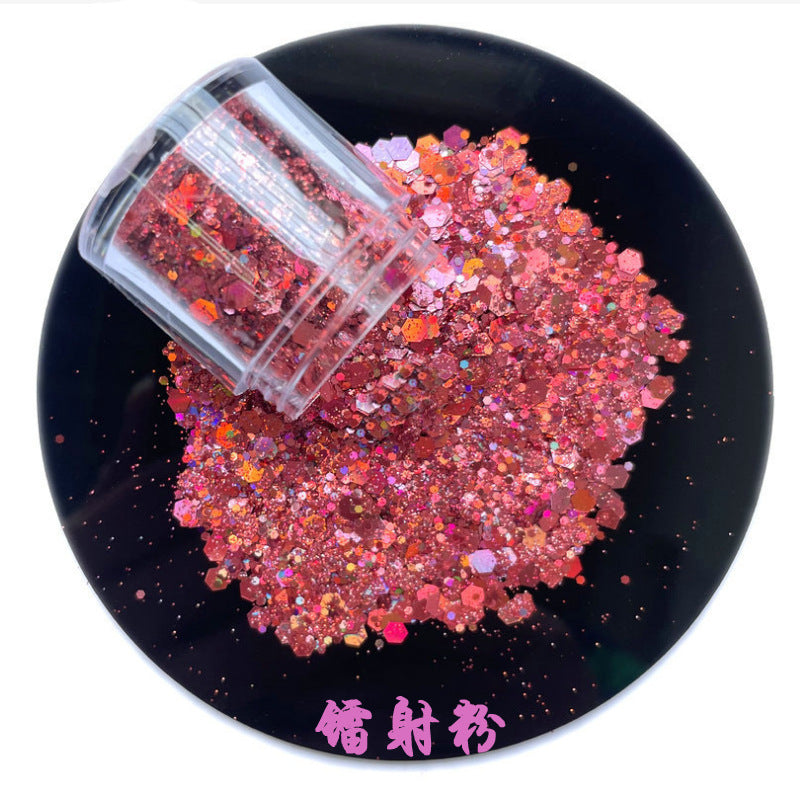Wholesale Mixed Sequins Laser Colorful Glitter Powder Nail Art Crystal Drip Glue Flow Hemp Filler Gold Powder